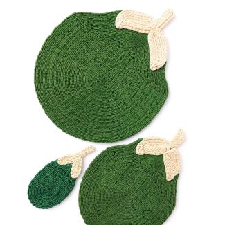 Natural Jute Oval Placemat - Embroidered Looped Edge