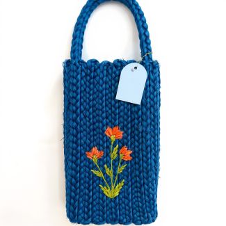Indigo Jute Water Bottle Sling - Hands-Free Hydration Carrier