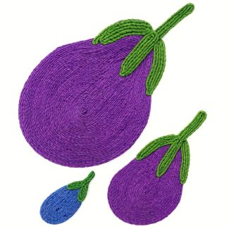 Jute Vegetable Placemat Set - Aubergine/Eggplant Shaped