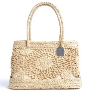 Natural Jute Mandala Tote Bag - Openwork Shopping & Beach Carryall