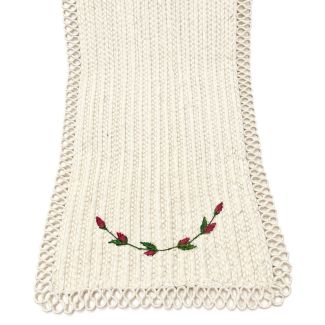 Natural Jute Table Runner - Embroidered Looped Border Accent