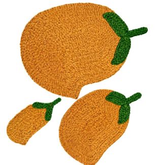 Orange Jute Fruit Placemat Set - Citrus/Orange Shaped