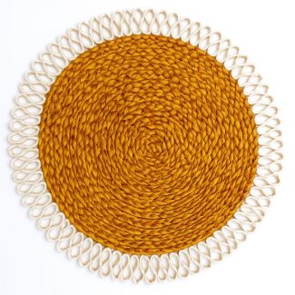 Golden Hour Jute Placemat - Round Table Mat with Looped Trim