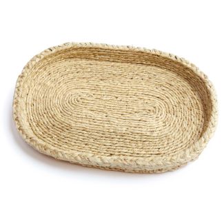 Woven Natural Fiber Oval Tray - For Vanity, Serving, or Display
