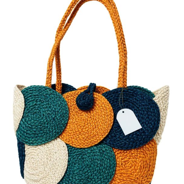 Natural Jute Reusable Shopping Tote - Flat Canvas Carry Bag